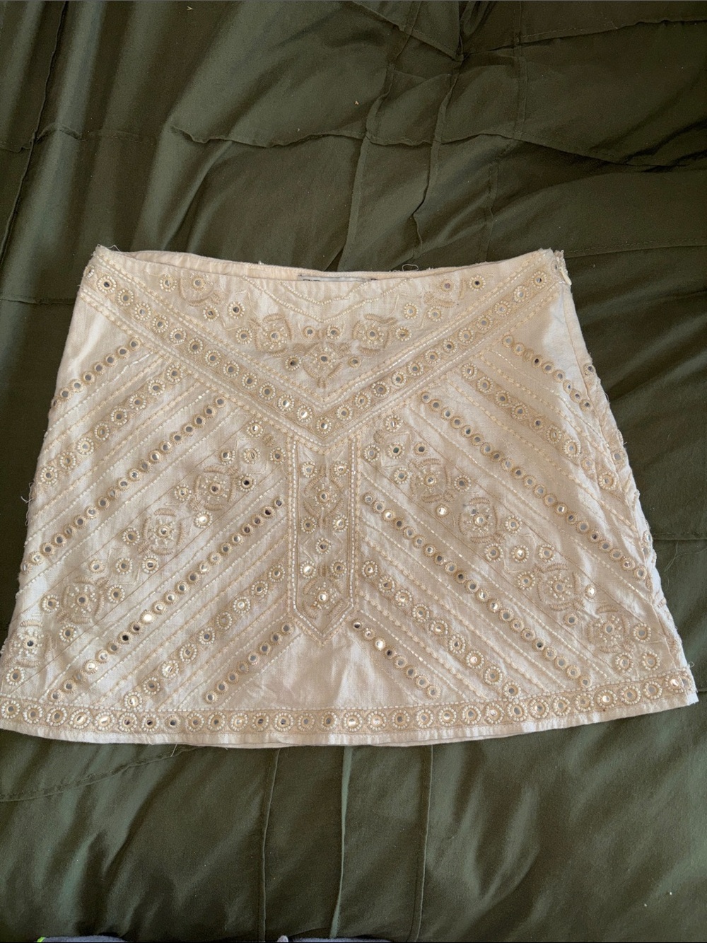 Zara Cream Beaded Mini Skirt